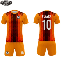orange red triangle stipes design sports jersey custom design sublimation football jersey and pants