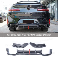 Rear Bumper Diffuser Side Splitters With Light for BMW X3M F97 X4M F98 Carbon Fiber Car Trunk Lower Lip Splitter Car Styling