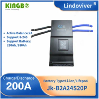 JK-B2A24S20P Kingbo-Batería Inteligente BMS LiFePO4 Equilíbrio ativo BMS 4S 6S 8S 12S 18S 20S 24S 200A 12V 24V