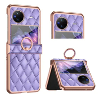 High-end hinged plain leather small fragrant protective case For vivo X Flip folding screen Fashion trend For vivo X Flip case