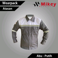 Wearpack Atasan Resleting Lengan panjang warna Abu tua - Putih