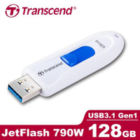 【現折$50 最高回饋3000點】Transcend 創見 JetFlash 790 128GB隨身碟(白色)
