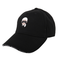 KARL LAGERFELD 膠貼老佛爺標誌中性棒球帽(黑)