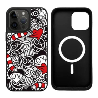 Graffiti Face iPhone 11 12 13 14 15 Pro Max Mirror Surface MagSafe Case Cover Shell