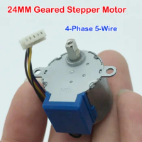 Mini 24mm Stepper Motor 24BYJ DC 5V 4-phase 5-wire Stepper Motor Long Shaft Small Deceleration Stepper Motor Gearbox with Wire