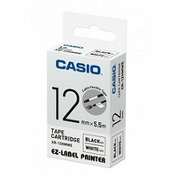 CASIO 線材專用標籤色帶 12mm 白底黑字 /個 XR-12HMWE