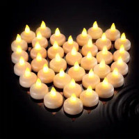 12Pcs Flickering Flameless LED Candles Light Lamp Waterproof Floating On Water LED Tea Light Battery Operated For Pool Bathtub