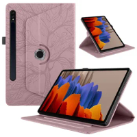 For Samsung Tab S9 Case Emboss Tree 360 Rotating Stand Flip Cover For Funda Galaxy Tab S9 Tab S8 S7 11 inch Tablet Case Coque