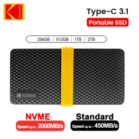 Kodak Portable SSD X200 Mobile Solid State Drive Type-C 3.1 GEN2 256GB 512GB 1TB 2TB for Laptops Destops PS5 PS4 XBOX Smartphone