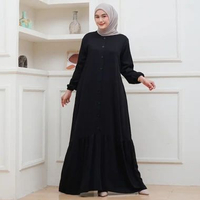 LC - Gamis Rayon Twill Premium Tebal Gamis Rayon Polos Super Baju Muslim Busui Kancing Depan XL Hita