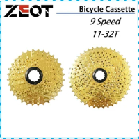 ZEOT Road Bike 9 Speed Gold Cassetee Velocidade 11-32T Bicycle Cassette Freewheel MTB Sprocket for SHIMANO SRAM