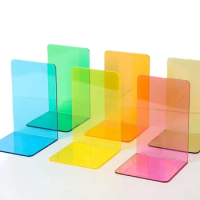 Colorful L-shaped book stand simple transparent book bezel student acrylic desktop fixed book stand desk organizer bookends