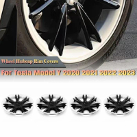 4pcs/set 19" Wheel Cover Hubcaps Rim Cover For Tesla Model Y 2020 2021 2022 2023 Sport Style Black-White Hub Caps