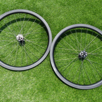 Clincher Wheelset 38mm Full Carbon 700C Road Cyclocross Bike Wheelset for Disc Brake Thru Axle Front 100*12mm + Rear 142*12mm