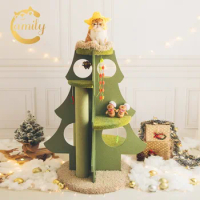 New Christmas tree cat climbing frame stacked music cake tower cat tree cat grab column cat toy pet supplies
