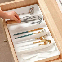 Utensil Organizer Expandable Cutlery Tray Versatile Drawer Organizers for Makeup Stationery Kitchen Utensils for Space-saving