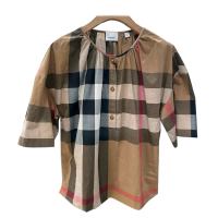【BURBERRY 巴寶莉】8084312 經典格紋圓領短袖衣服薄款上衣(格紋)