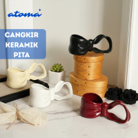 ATOMA Cangkir Keramik Pita Estetik - Ceramic Mug Ribbon Tableware