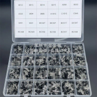 ชุดทรานซิสเตอร์, S8050, 8550, 5551, 9013, C945, 2222, 3904, 24 แบบ, 840 ชิ้น, TO-92