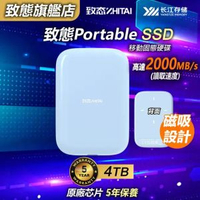 Portable SSD 4TB (2000MB/s) ZhiTai 外置固態硬碟Type-C USB3.2 Gen2x2 致態靈‧潮流版（晨霧藍）|便攜式|行動|固態硬碟 |PSSD