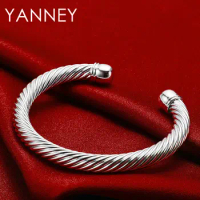 2024 New 925 Sterling Silver Classic Open Bangle Bracelet For Women Men Hip Hop Party Fashion Charm Gift Jewelry
