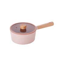 【NEOFLAM】韓國製FIKA系列鑄造單柄湯鍋18CM-PINK(IH爐可用鍋/非鐵氟龍不沾塗層)