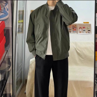 cleanfit軍綠色短款外套男2024秋季新款棒球服美式飛行員夾克上衣-貼心家居