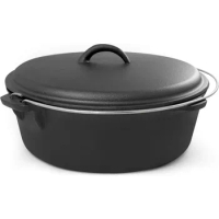 Perfect for Home Cooking and Outdoor Fireside 6 QT Cast Iron Camp Dutch Oven, Black