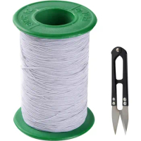 1 Roll 240m White Elastic String Macrame Cord 0.5mm Stretchy Bracelet String Bands with Scissors for Jewelry Bracelets Necklace