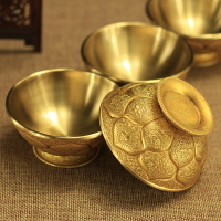 佛教純銅供水碗八吉祥雕刻七供杯密宗精致雕花供佛圣水杯佛堂擺件