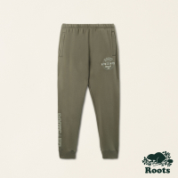 Roots 男裝-經典傳承系列 刷毛布長褲-深綠色
