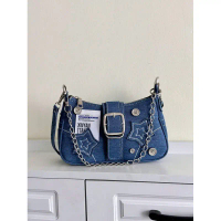 - พร้อมส่ง ส่งเร็ว1-2 วันถึง กระเป๋าสะพายข้าง (สียีนส์ สีเดนิม) กระเป๋าY2K