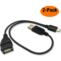 2-in-1 Micro USB to USB OTG Adapter (OTG Cable + TV's USB Power Cable) - 2 Pack
