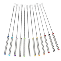 6pcs / Set Stainless Steel Chocolate Fork Cheese Pot Hot Forks Fruit Dessert Fork Fondue Fusion Skewer Kitchen Tools 2023