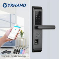WiFi Smart Door Lock, Intelligent Fingerprint Reader Scanning Password Lock Bluetooth Fingerprint Smart Keyless Lock