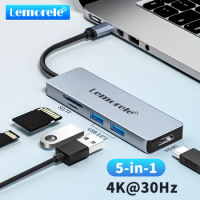 Lemorele TC18L USB Hub 5Port Docking Station USB C HUB USB-C to HDMI Adapter 4K 30Hz SD TF for MacBook iPad Pro Huawei