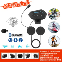 Bluetooth 5.0 Helmet Headset Wireless Hands-free Call Phone Kit Motorcycle Waterproof Earphone MP3 Music Player for All Helmet