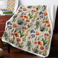 Flower Retro Blankets Winter Warm Cashmere Blanket Office Sofa Soft Throw Blanket Kids Bed Bedspread