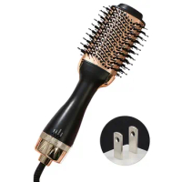 Negative Ionic Volumizer Salon Hair Dryer Brush For Straighten3 In 1 Hot Air Adjustable Temperature Travel Styling Tool
