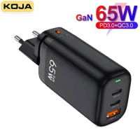 KOJA-GaN USB Type-C Phone Charger, Quick Charge, 3.0 PPS, 45W, 20W, 65W, PD, Xiaomi 13, Samsung