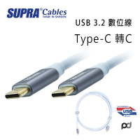結帳再折⭐瑞典 supra 線材 超高速3.2 USB-C 轉 USB-C 數位線/冰藍色/2M/公司貨