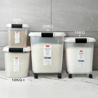 Kitchen Food Rice Household Storage Storage Barrel Cat Storage 20 Tidal Barrel 50 Sealed Rice Kg Grain Box Flour Pet Kg Flip