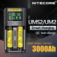 NITECORE UM2 UMS2 USB QC Dual-Slot Battery Charger For Li-ion Ni-Cd Ni-MH IMR ICR LiFePO4 18650 16340 21700 26650 AA AAA Battery