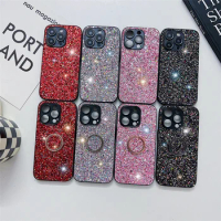 Bling Glitter Ring Holder Phone Case For Samsung Galaxy A54 A34 A14 A24 A04 A53 A13 A33 A23 A73 Shockproof Hard PC Back Cover