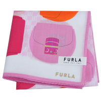 FURLA 品牌經典小豬包圖騰字母LOGO帕領巾(粉紅色滾邊)