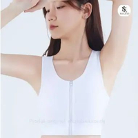 Breast binder resleting murah ultra thin / bra olahraga ritsleting depan / perata dada HITAM M