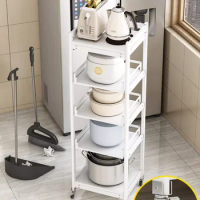 Pot rack Kitchen storage rack Multi-layer floor household pull-out microwave electric cooker Small appliance pot storage rack