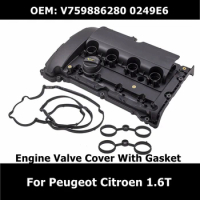 V759886280 Car Accessories Engine Valve Cover WIth Gasket 0249E6 For Peugeot 207 208 308 508 3008 5008 Citroen C4 C5 1.6T DS5