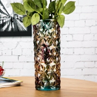 歐式大號水晶玻璃花瓶客廳小清新擺件插花水培富貴竹干花落地花器  雙十二購物節
