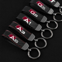 Car Keychain Horseshoe Buckle Jewelry for audi A3 A4 A5 A6 A7 A8 Q3 Q5 Q7 Q8 carbon fiber Leather Keychain Car Accessories